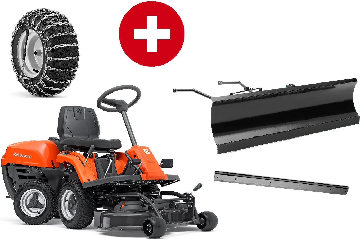 1-28.webp Husqvarna Frontmäher R 112C mit Mähdeck Combi 85 – Winterpaket mit Schneeschild, Gummileiste und Schneeketten – Modell 2023 - Image 1