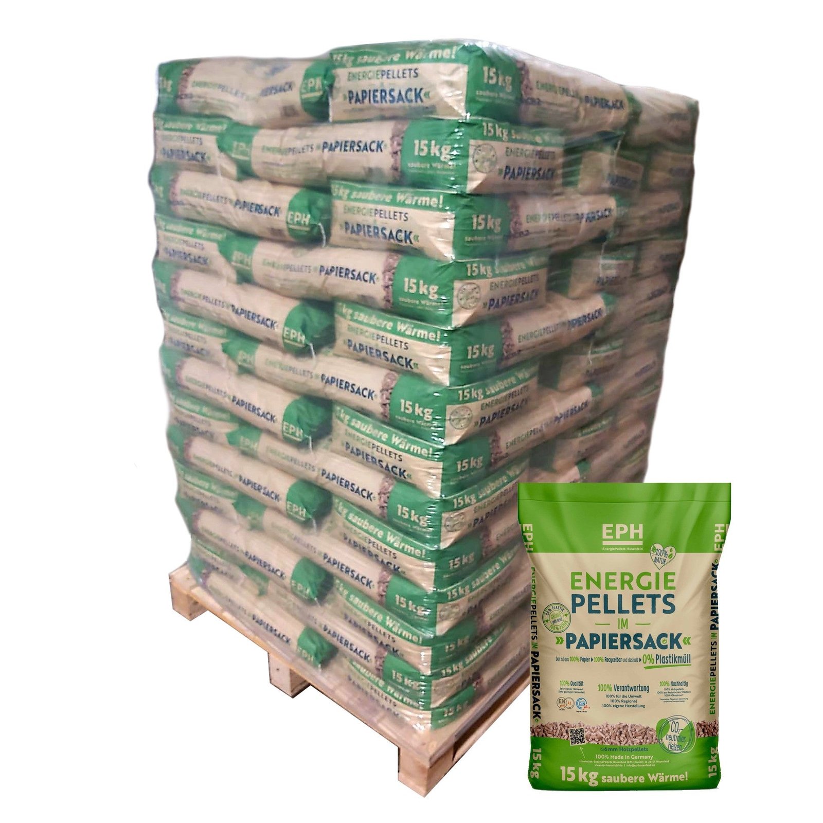 2222-1.jpg EPH Premium Pellets DINplus/ENPlus A1 – Palette (65 Papier Sack) 975kg - Image 1