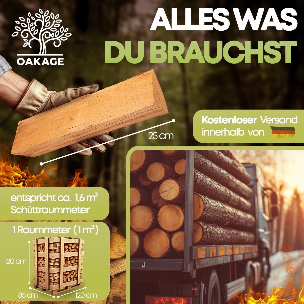 3d27740a607f91611f34193cc94b2ffa.jpg Birken-Brennholz 1 Raummeter Palette kammergetrocknet aromatisches Flammenbild - Image 1