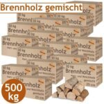 Kaminholz & Brennholz gemischt – 500 kg | 60 % Hartholz / 40 % Weichholz | Kammergetrocknet