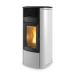 Pelletofen MCZ Club Air 10 R Absolute 10 kW - Ausführung: Top Keramik Schwarz, Seiten Stahl Weiß